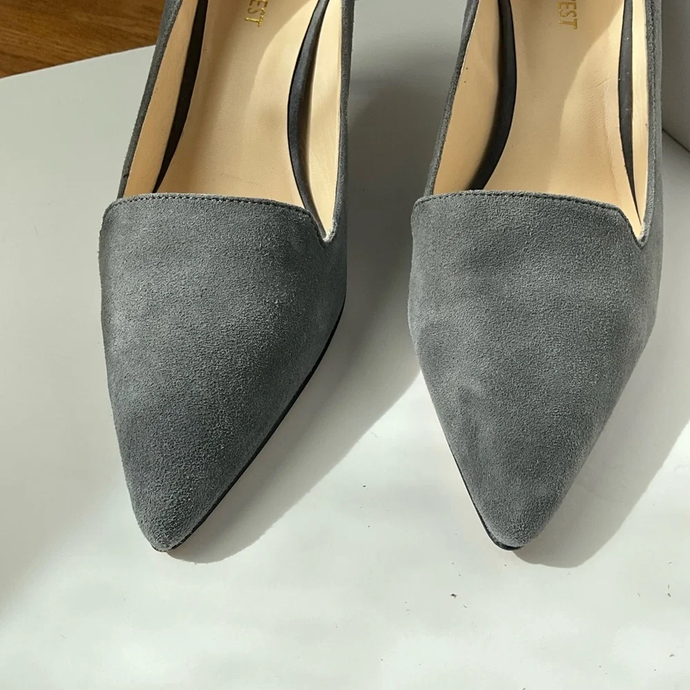 Nine West Gray Suede Kitten Heel Pumps - Picture 4 of 9